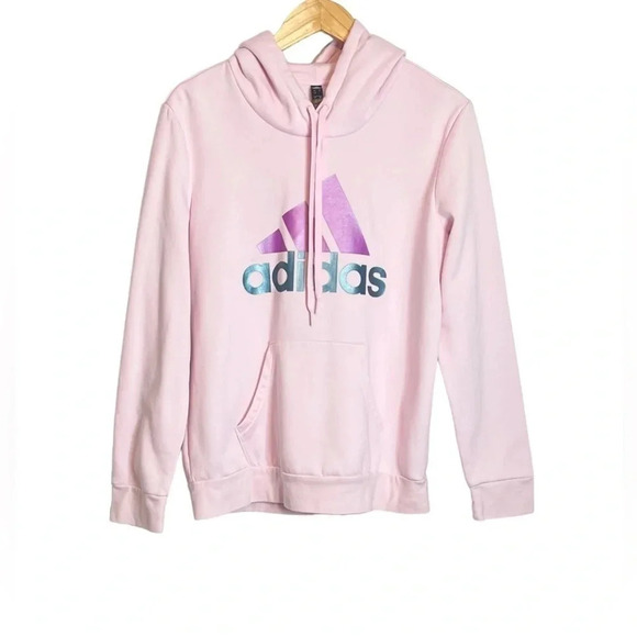 Adidas Two Tone Logo Hoodie Large Long Sleeve Kangaroo Pocket Soft Inside EUC - Picture 2 of 8